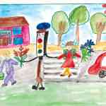 Рисунок (акварель) "Добрый друг наш Светофор" Коломников Саша, 5 лет