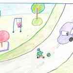 Рисунок (карандаш) "Запомнить следует, друзья: играть на улице нельзя!" Дубровина Валерия, 4 года